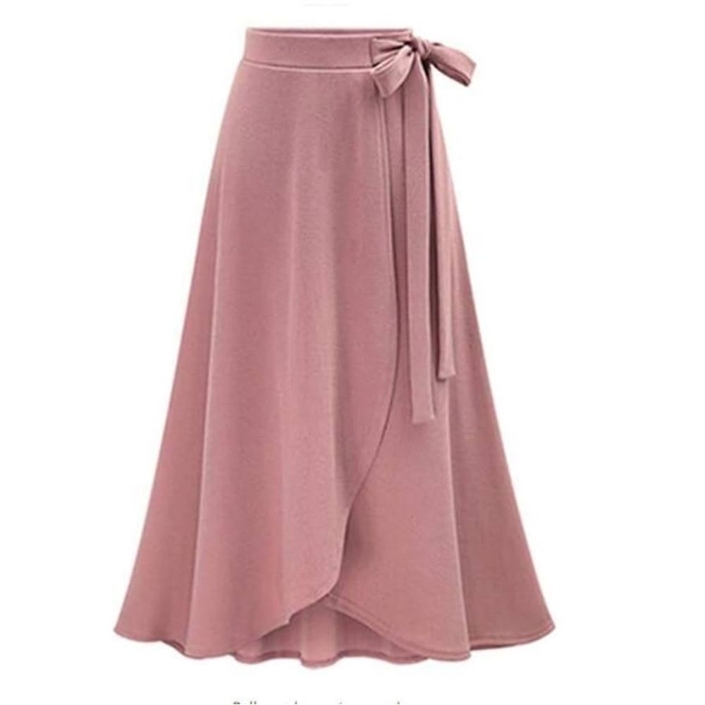 Tie-Waist Wrap Midi Skirt in Dusty Rose